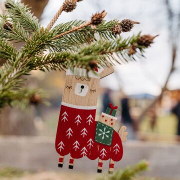 Handgemachte Alpaka-Weihnachtsfigur im Freien beim Winterevent von Sonnenland Alpakas Handgemachte Alpaka-Weihnachtsfigur im Freien beim Winterevent von Sonnenland Alpakas